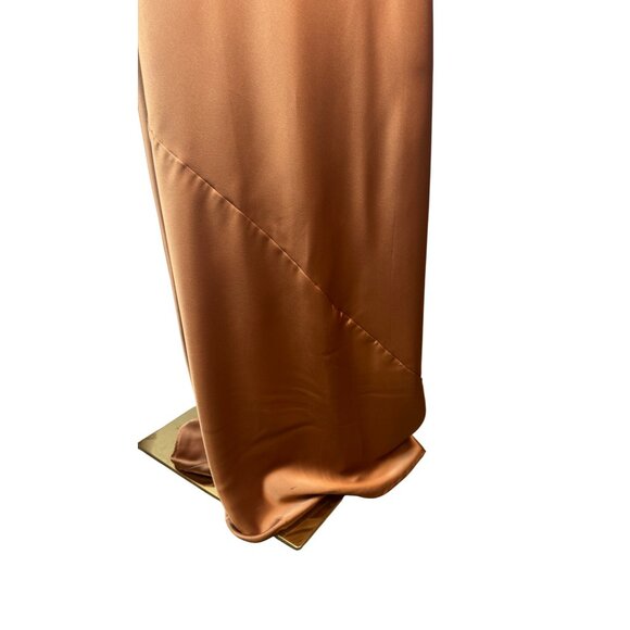 Show Me Your Mumu M Jasmine Halter Maxi Copper Satin Luxe Formal NWOT - Picture 9 of 16